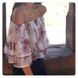 F21 Off the shoulder flowery top